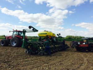 Farmer preparing the planter