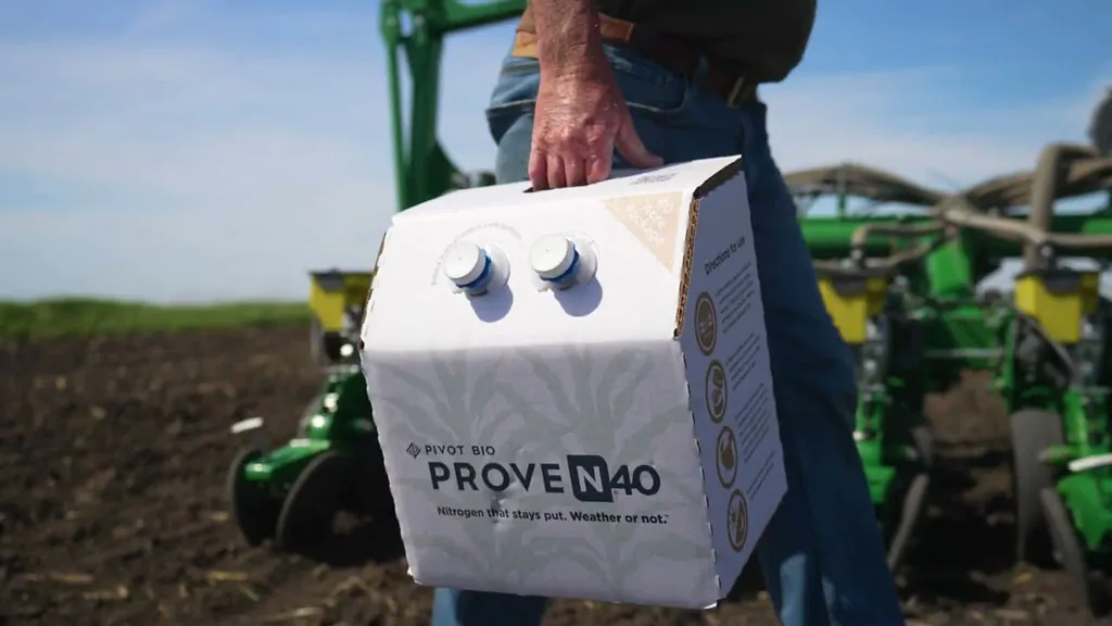Farmer using Pivot Bio product.